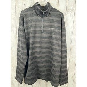 Eddie Bauer Men's TXL Black Gray Half Zip Pullover Sweater Jacket Comfort